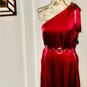 Vici One Shoulder Red Dress belt not included.